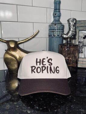 Women’s 'He's Roping' Two-Tone Baseball Cap - Cream & Brown